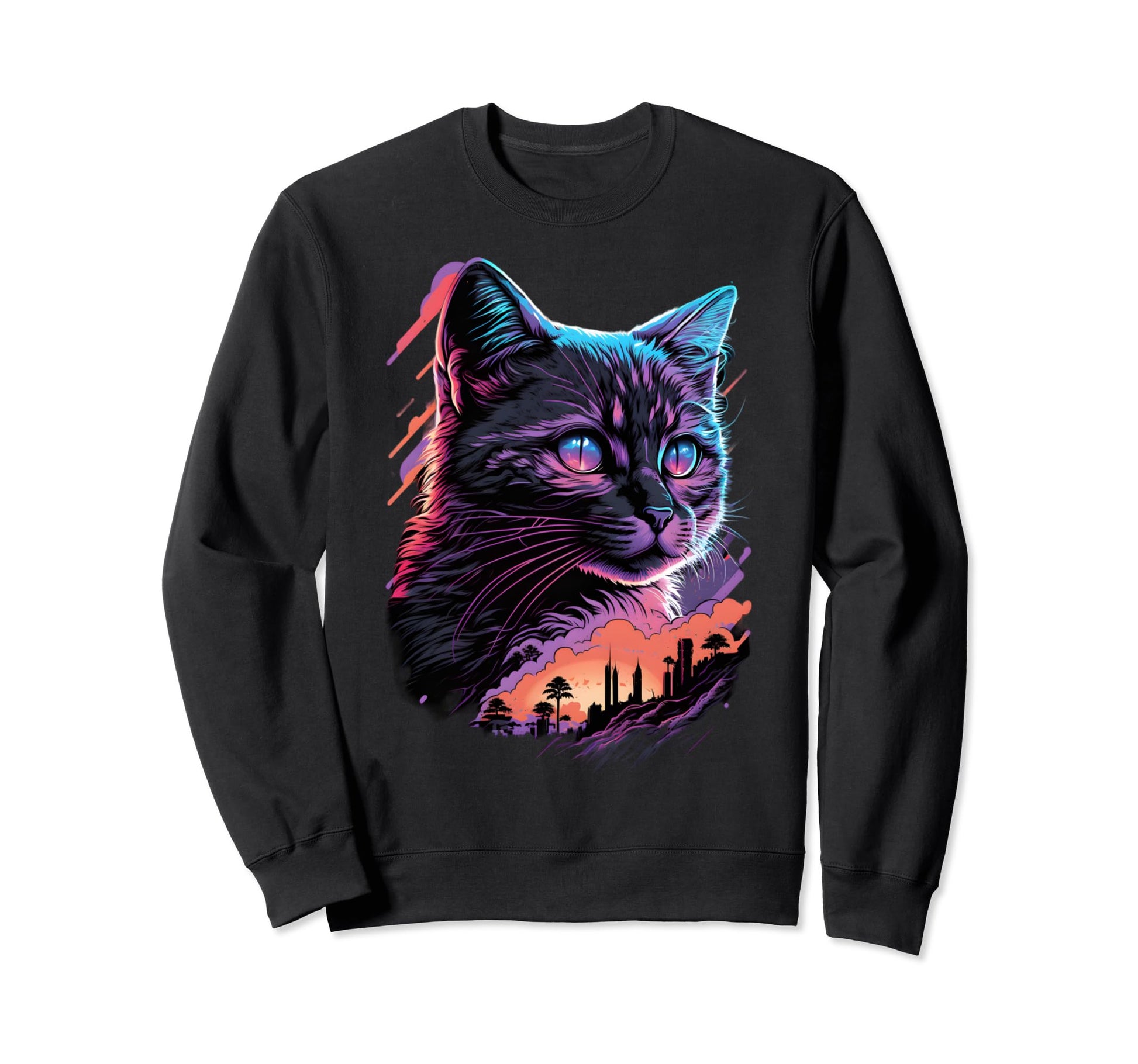 Synth Wave Katzen Katzenliebhaber T-Shirt - Streetwear Style Unisex - T-Shirt, Sweatshirt, Hoodie