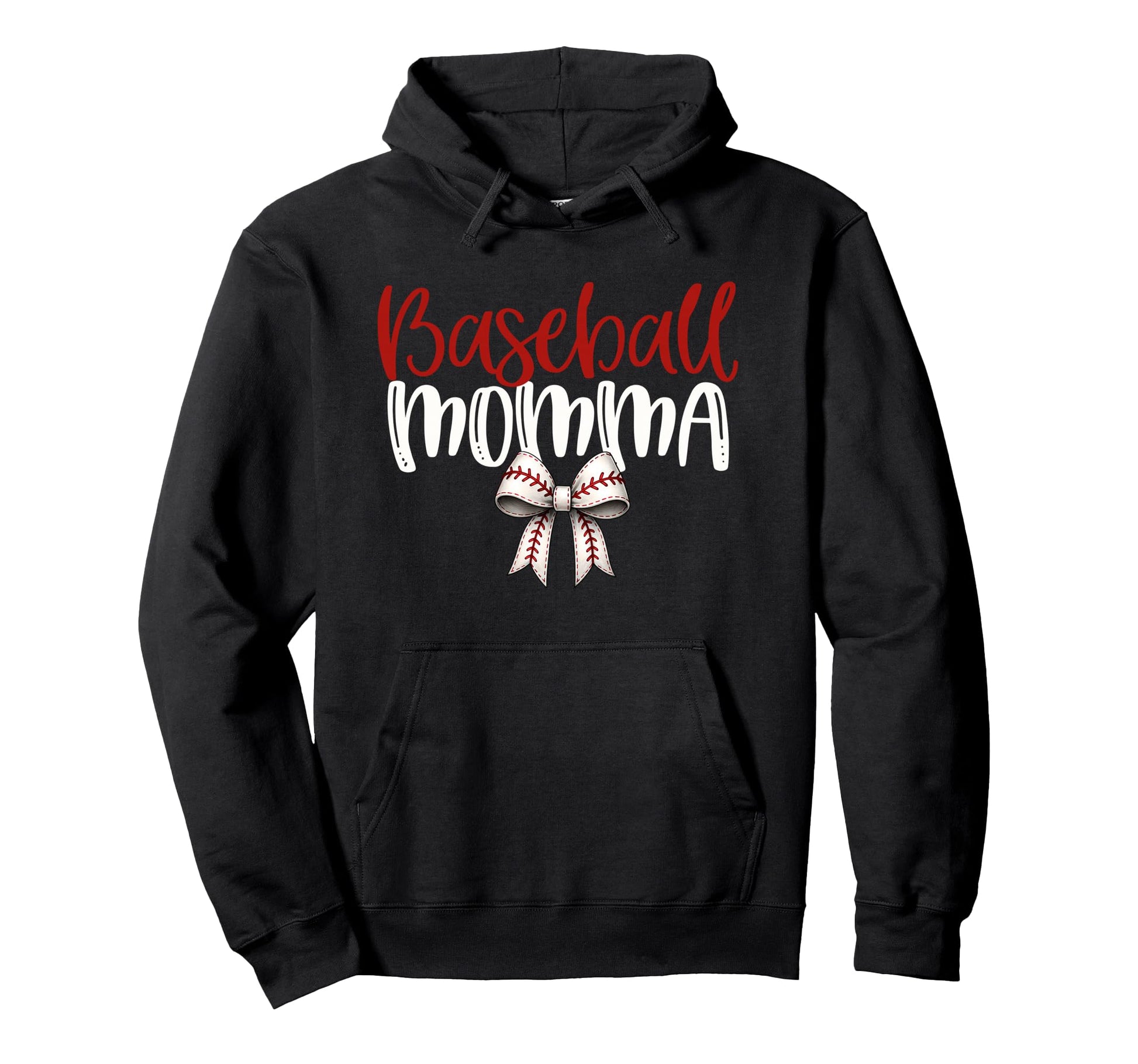 Baseball Momma Coquette Bow Game Day Hoodie - Custom Art Print Men Women - T-Shirt, Sweatshirt, Hoodie