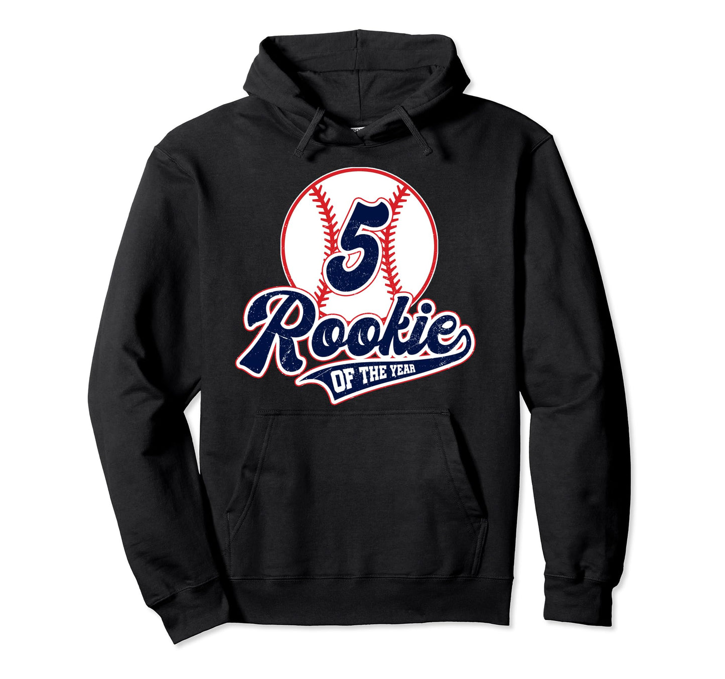 Rookie Year 5Th Birthday Baseball Player Hoodie - Graphic Print Men Women - T-Shirt, Sweatshirt, Hoodie