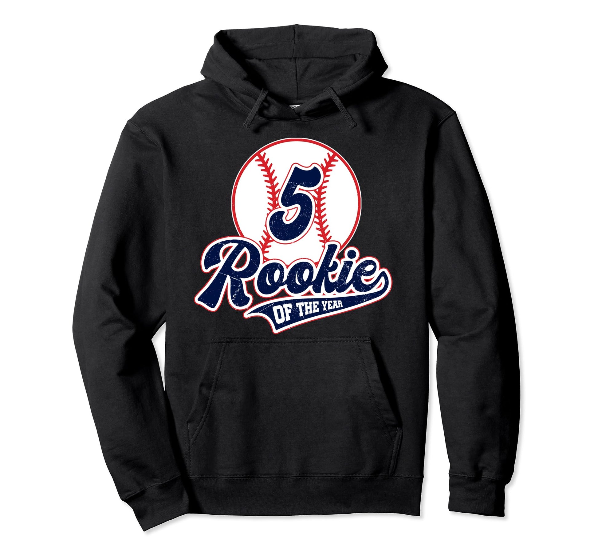 Rookie Year 5Th Birthday Baseball Player Hoodie - Graphic Print Men Women - T-Shirt, Sweatshirt, Hoodie