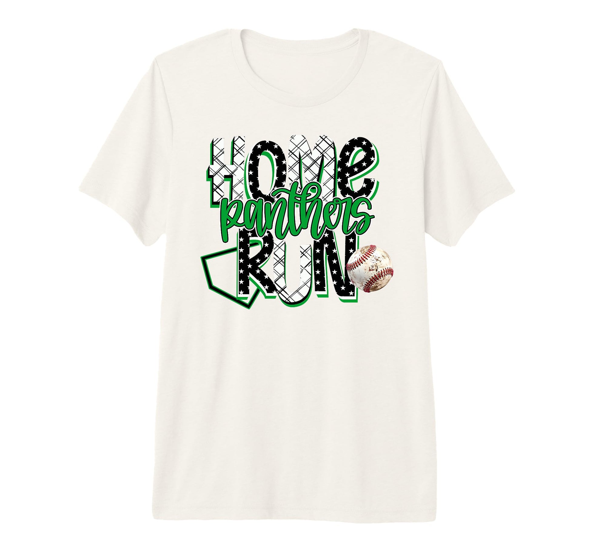 Home Run Panthers Baseball Green T-Shirt - Fun Novelty Design for Adults - T-Shirt, Sweatshirt, Hoodie