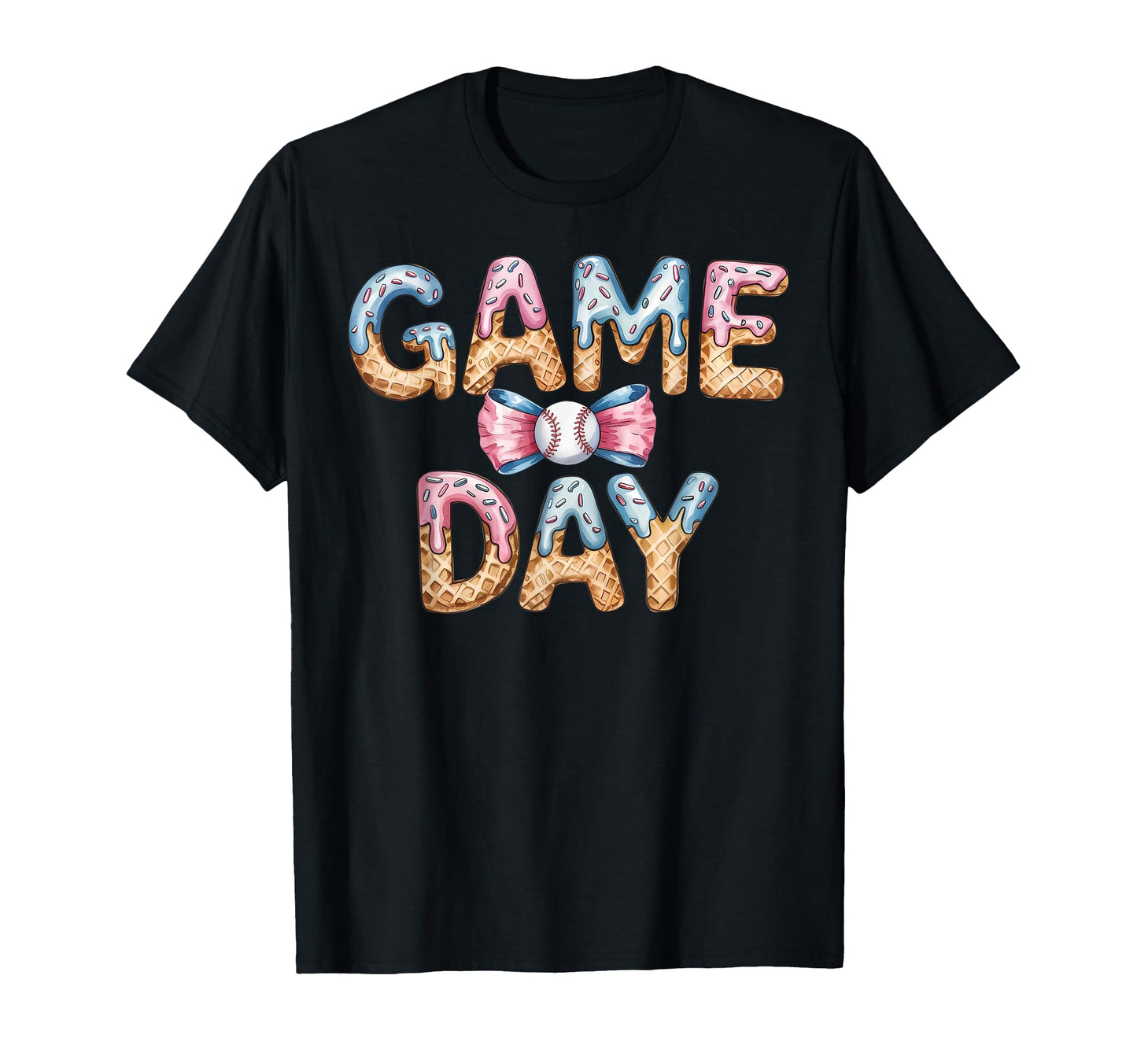 Game Day Ice Cream Drip Coquette Bow T-Shirt - Trendy Graphic for Adults - T-Shirt, Sweatshirt, Hoodie