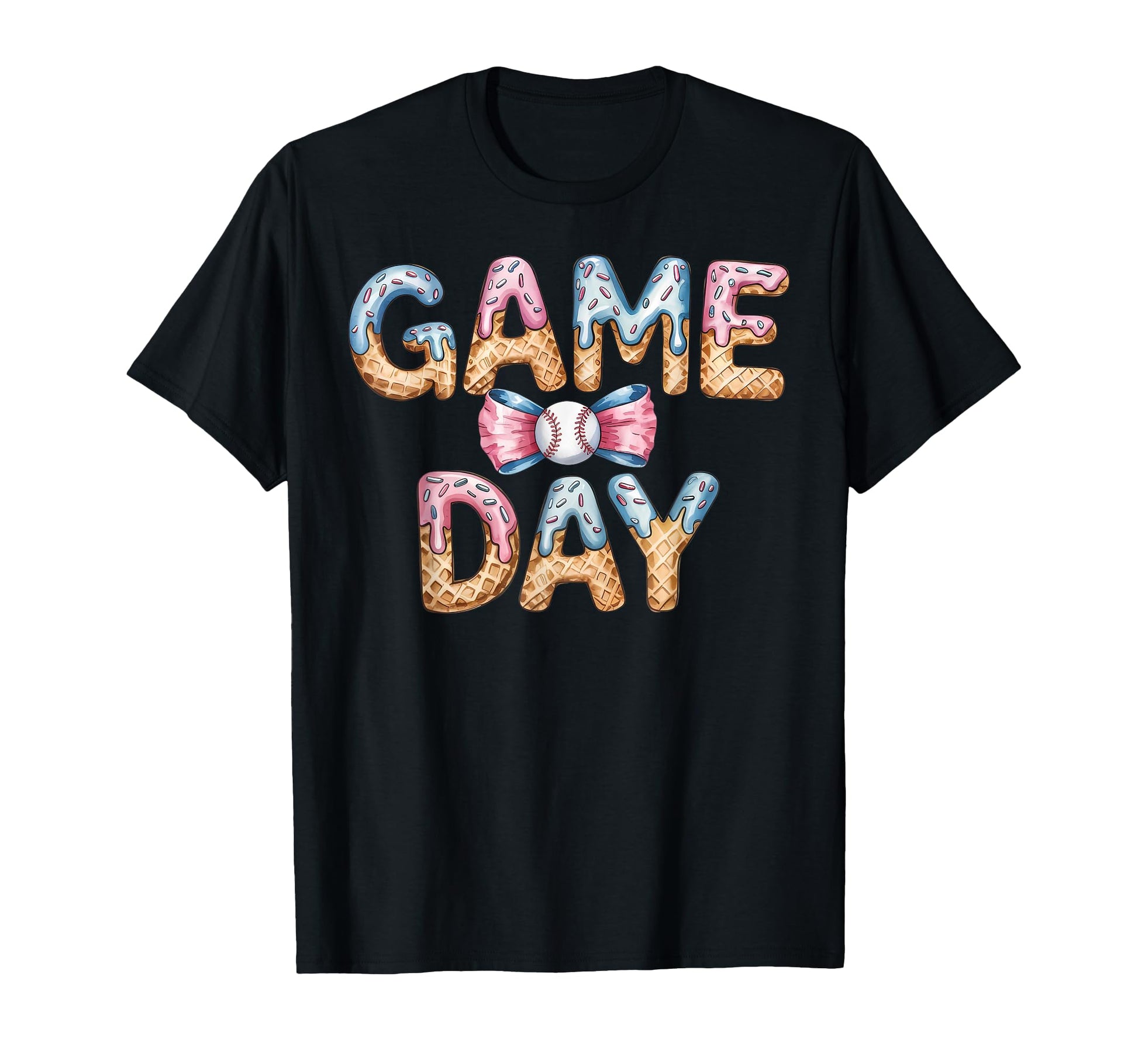 Game Day Ice Cream Drip Coquette Bow T-Shirt - Trendy Graphic for Adults - T-Shirt, Sweatshirt, Hoodie