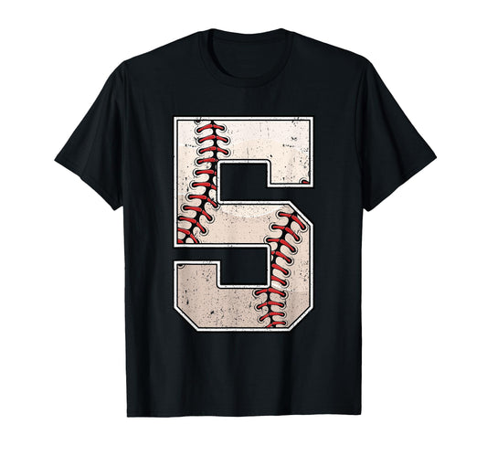 Baseball Birthday Five 5 Years Old Fifth T-Shirt - Novelty Apparel Unisex - T-Shirt, Sweatshirt, Hoodie