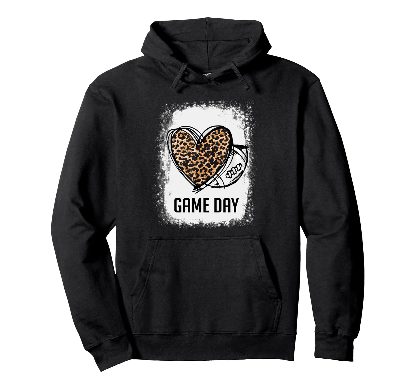Game Day Leopard Heart Football Lovers Hoodie - Streetwear Style Unisex - T-Shirt, Sweatshirt, Hoodie