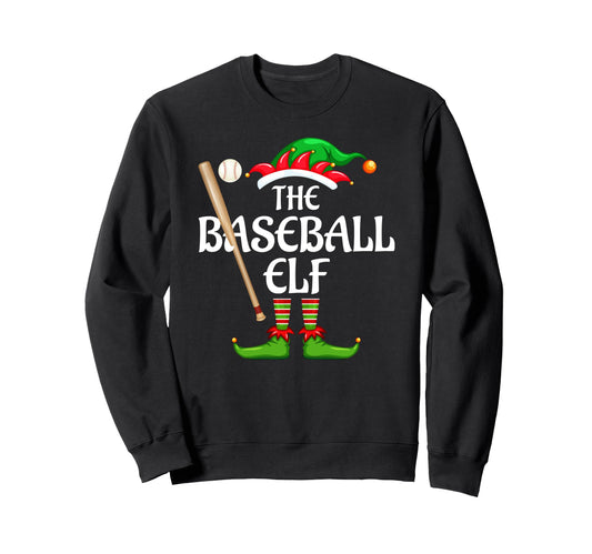 Baseball Elf Matching Family Sweatshirt - Custom Art Print for Adults - T-Shirt, Sweatshirt, Hoodie