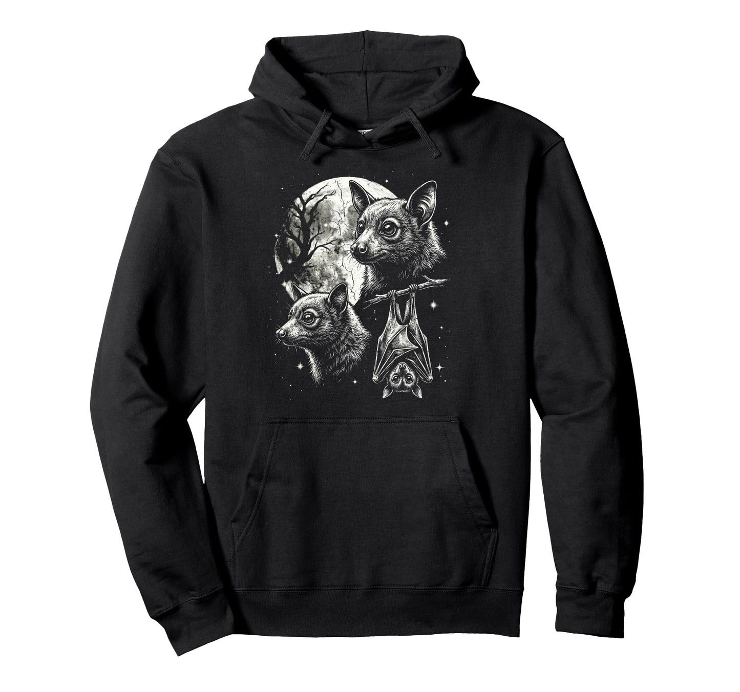 Bat 90S Aesthetic Y2K Bat Moon Hoodie - Novelty Apparel Unisex - T-Shirt, Sweatshirt, Hoodie