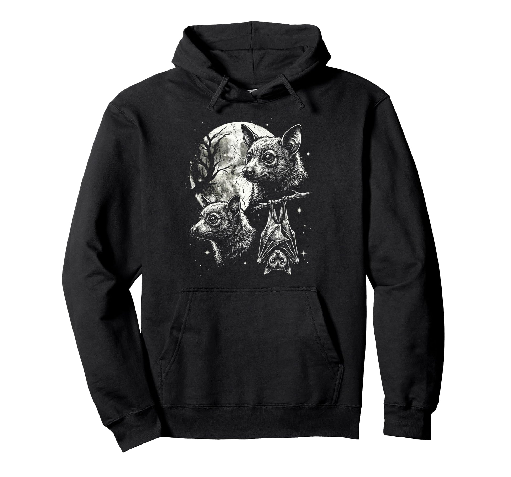 Bat 90S Aesthetic Y2K Bat Moon Hoodie - Novelty Apparel Unisex - T-Shirt, Sweatshirt, Hoodie