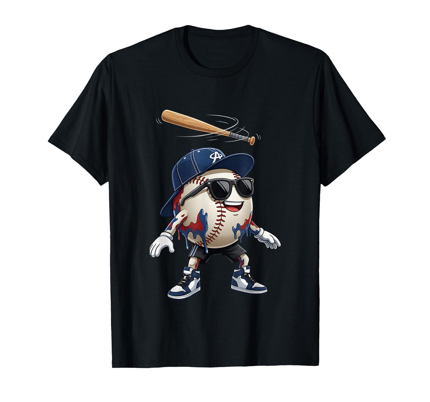 Dripping Baseball Cartoon Bat Spin T-Shirt - Novelty Apparel Men Women - T-Shirt, Sweatshirt, Hoodie