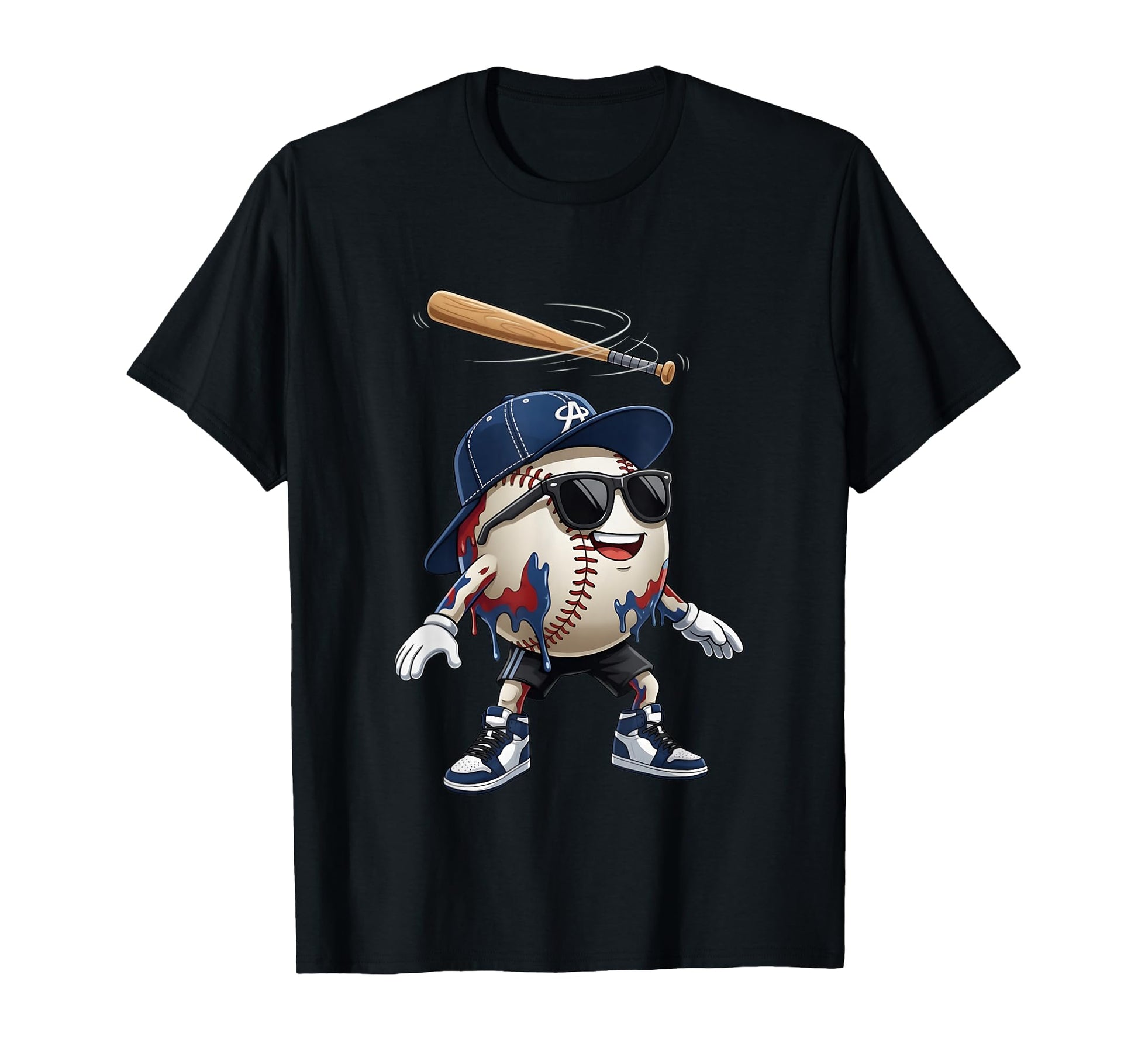 Dripping Baseball Cartoon Bat Spin T-Shirt - Novelty Apparel Men Women - T-Shirt, Sweatshirt, Hoodie