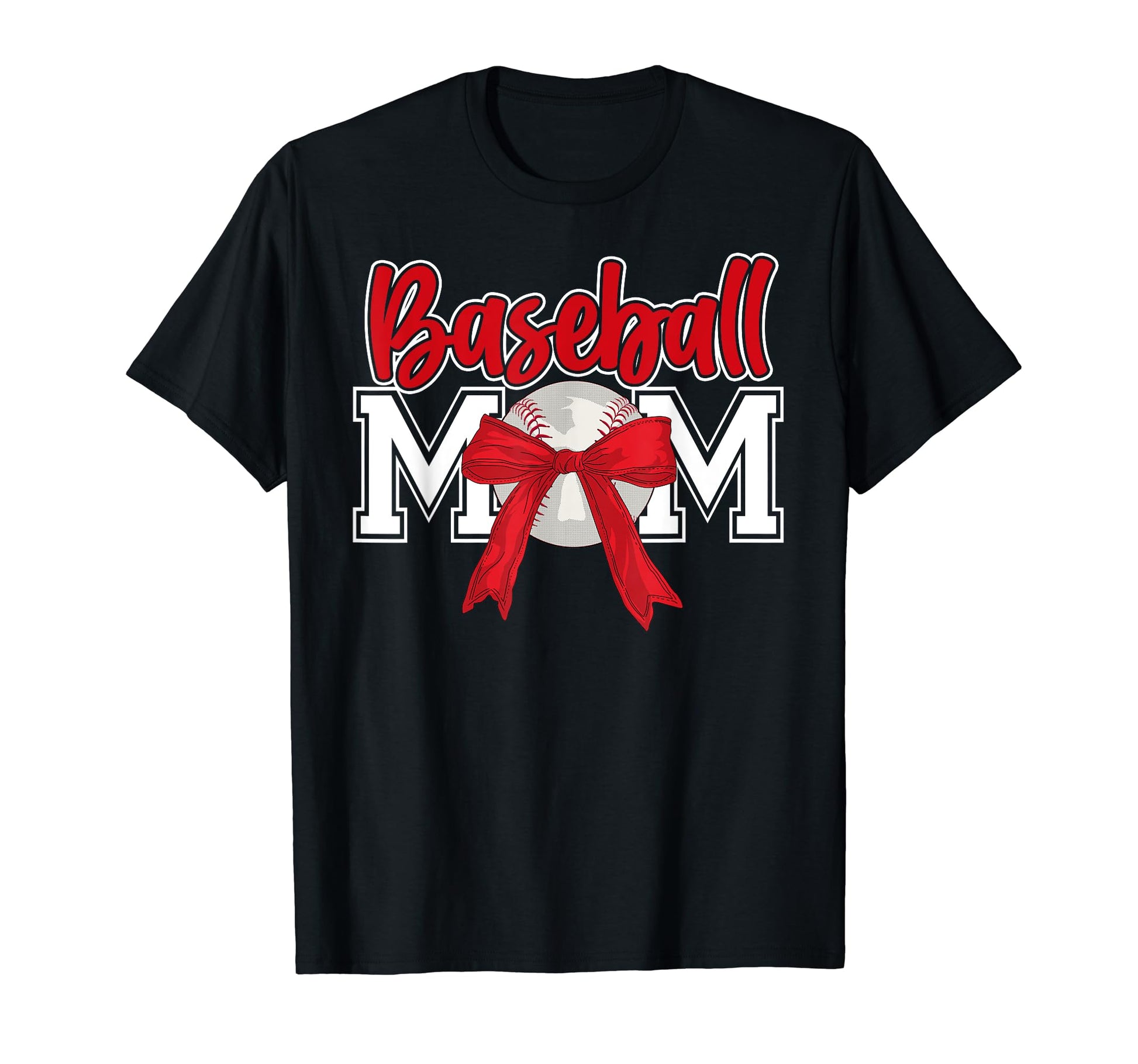 Baseball Mom Bow Tie Mothers Day Mama T-Shirt - Trendy Graphic for Adults - T-Shirt, Sweatshirt, Hoodie
