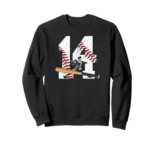 14Th Birthday Baseball Fourteen Year Sweatshirt - Minimalist Print Unisex - T-Shirt, Sweatshirt, Hoodie