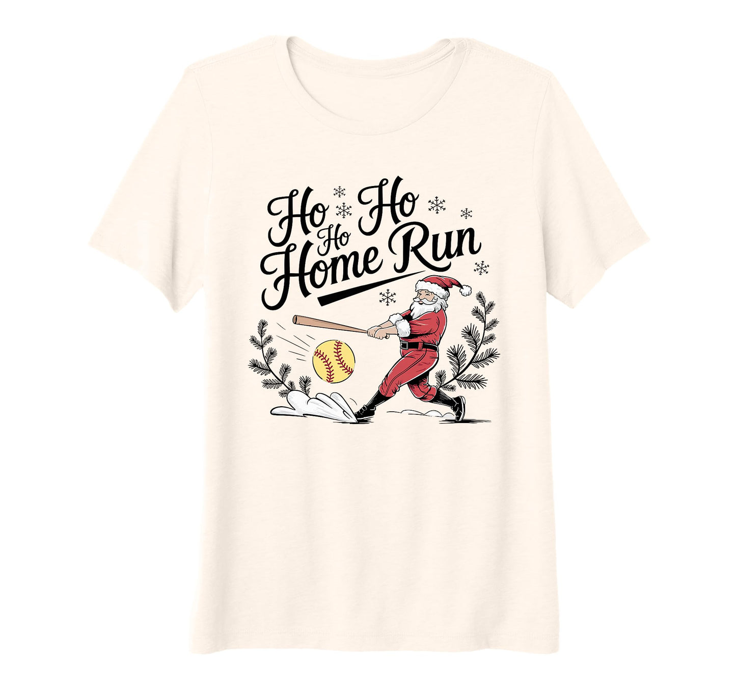 Womens Ho Ho Ho Home Run Santa T-Shirt - Aesthetic Graphic for Adults - T-Shirt, Sweatshirt, Hoodie