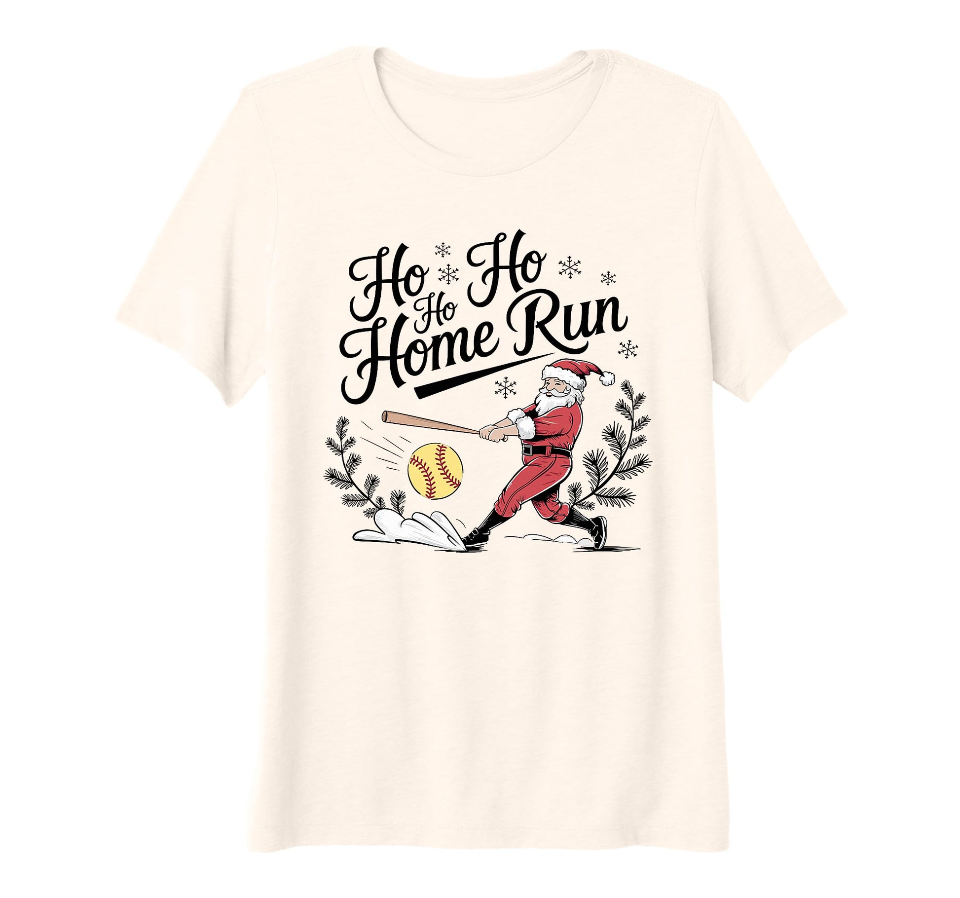 Womens Ho Ho Ho Home Run Santa T-Shirt - Aesthetic Graphic for Adults - T-Shirt, Sweatshirt, Hoodie
