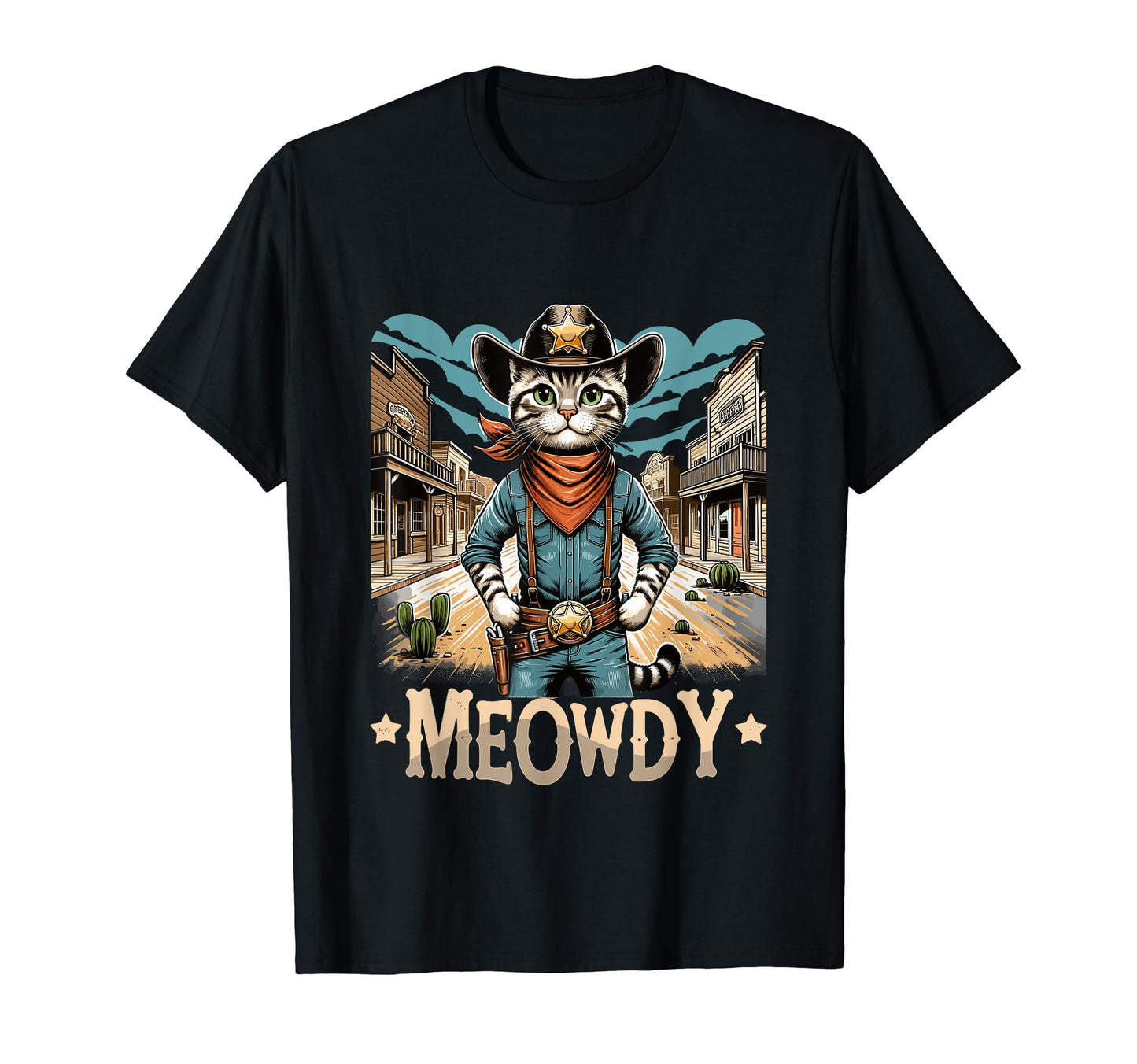 Meowdy Country Cowboy Western Cat T-Shirt - Casual Everyday Wear for Adults - T-Shirt, Sweatshirt, Hoodie