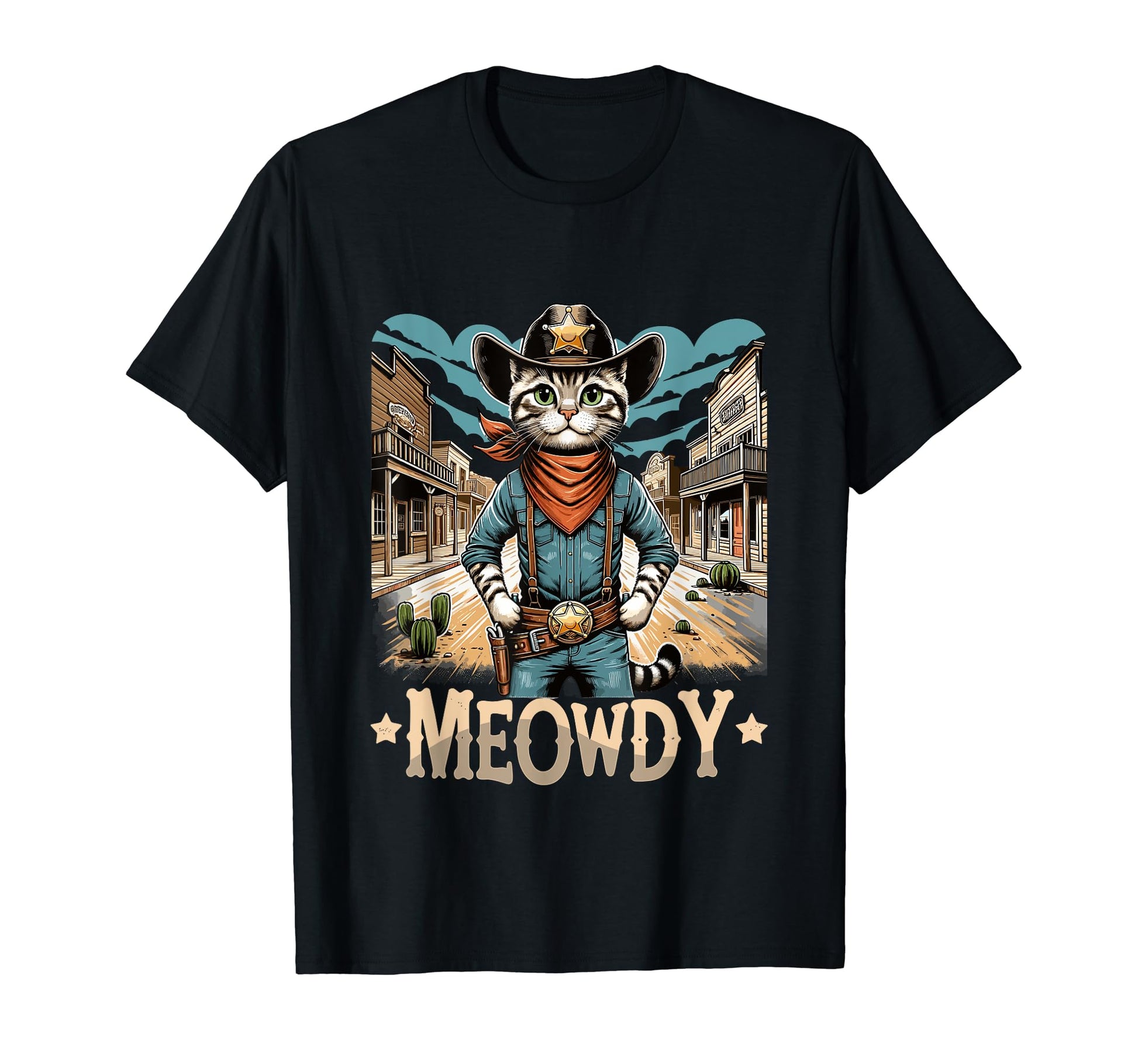 Meowdy Country Cowboy Western Cat T-Shirt - Casual Everyday Wear for Adults - T-Shirt, Sweatshirt, Hoodie