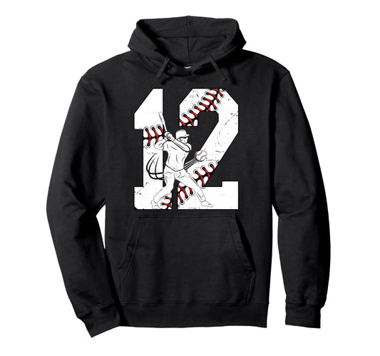 12Th Birthday Party Baseball Twelve Hoodie - Streetwear Style Men Women - T-Shirt, Sweatshirt, Hoodie