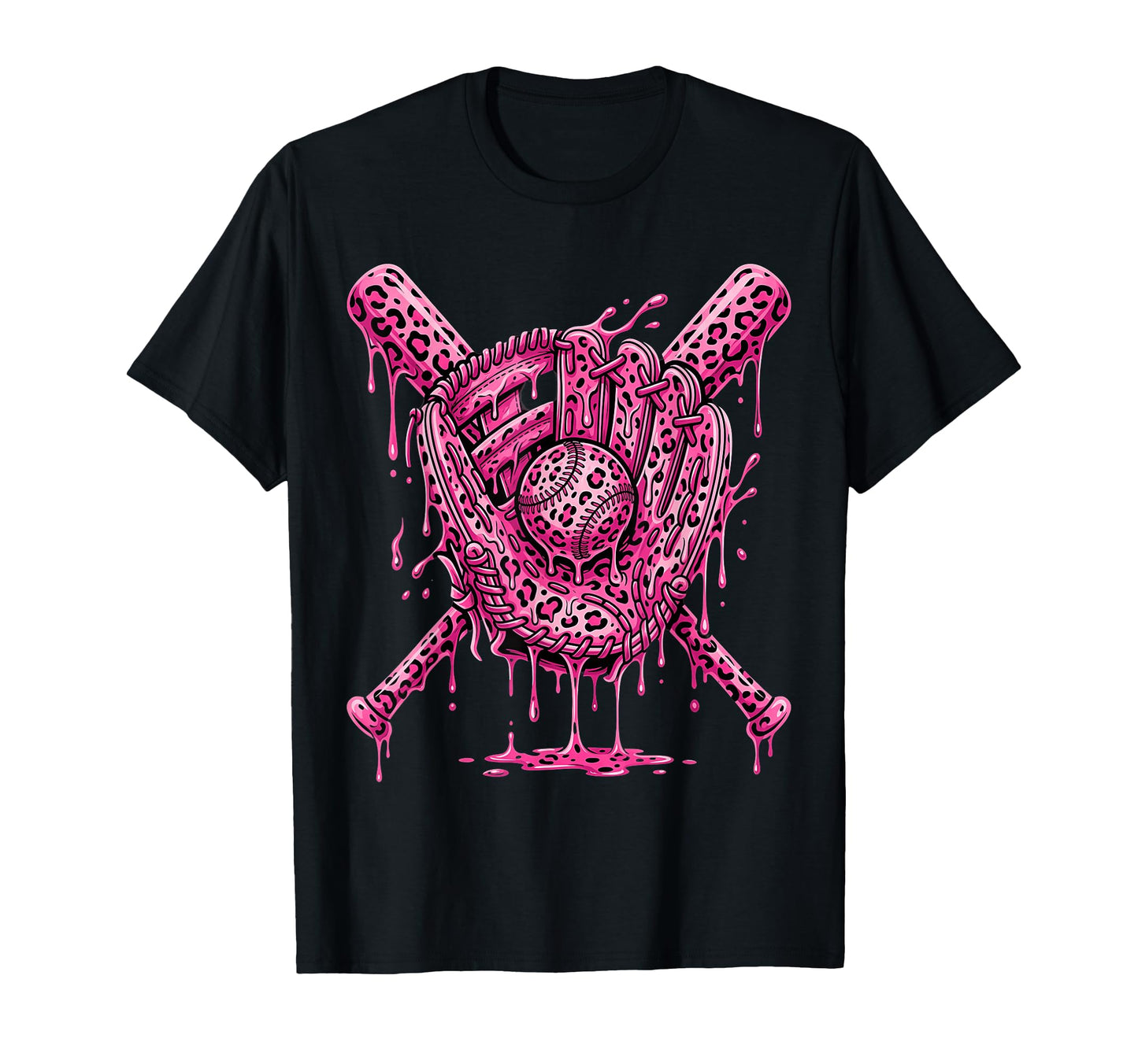 Leopard Baseball Drip Baseball Player T-Shirt - Minimalist Print Unisex - T-Shirt, Sweatshirt, Hoodie