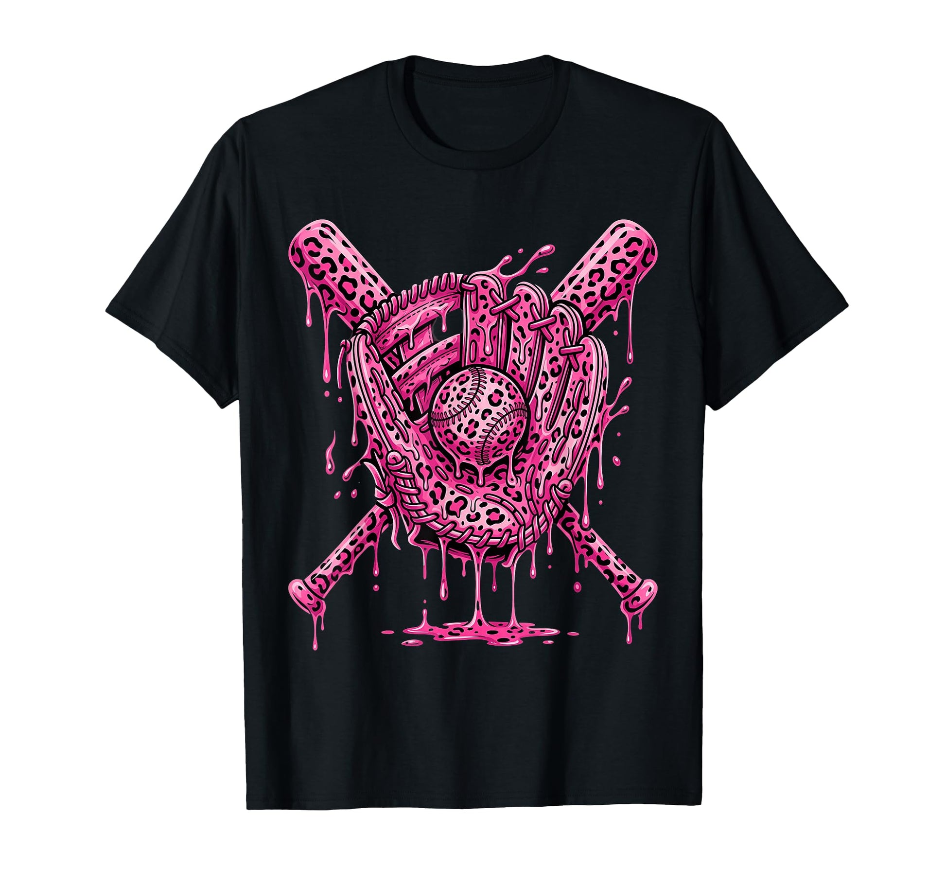 Leopard Baseball Drip Baseball Player T-Shirt - Minimalist Print Unisex - T-Shirt, Sweatshirt, Hoodie