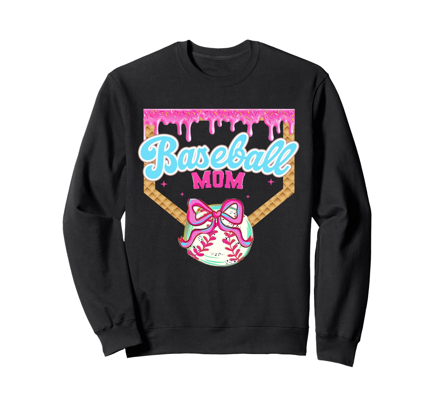 Baseball Mom Ice Cream Drip Sweatshirt - Casual Everyday Wear Unisex - T-Shirt, Sweatshirt, Hoodie