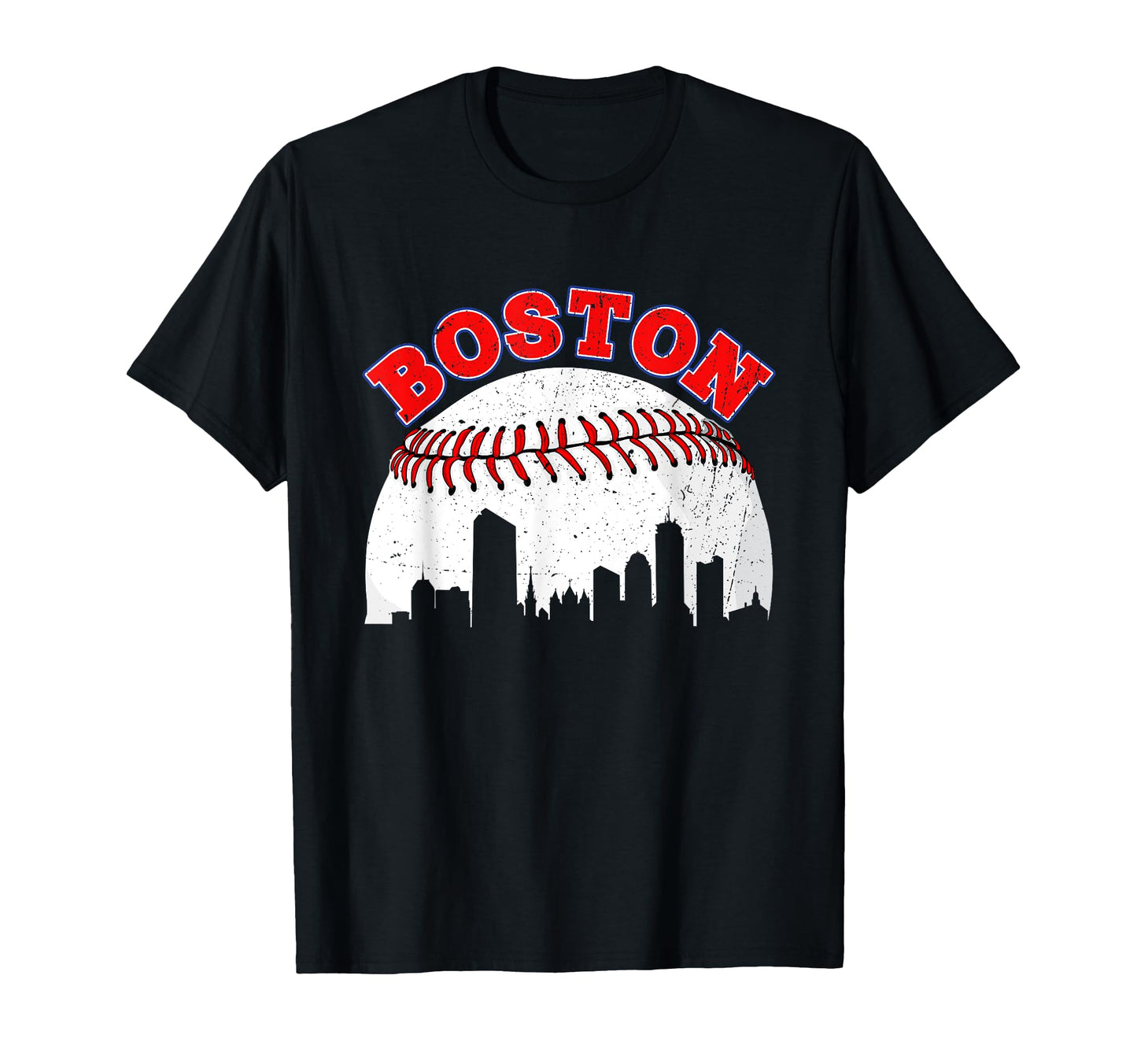 Distressed Baseball Boston Cityscape T-Shirt - Novelty Apparel for Adults - T-Shirt, Sweatshirt, Hoodie