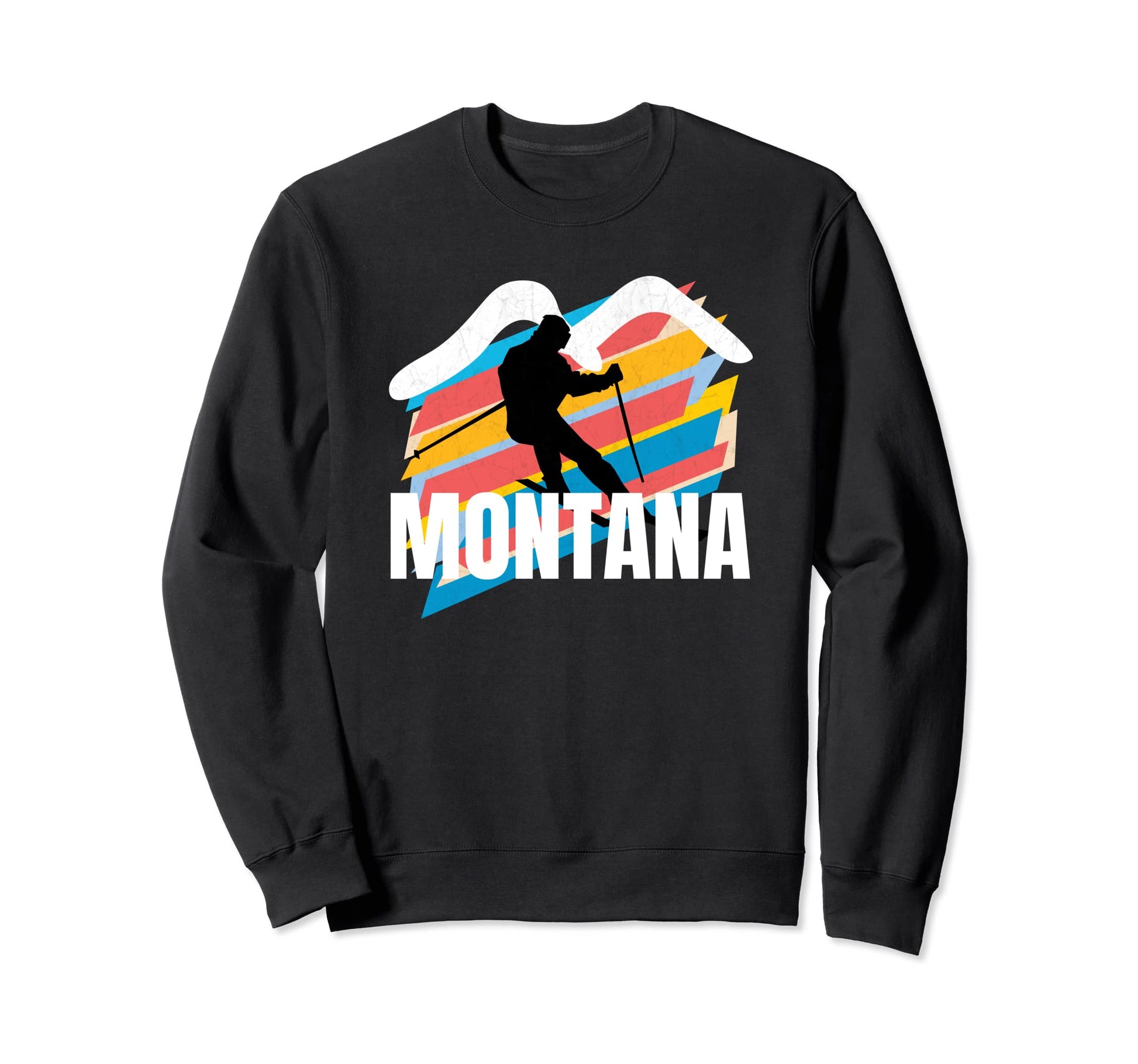 Ski Montana Skier Poles Montana Striped Sweatshirt - Trendy Graphic Unisex - T-Shirt, Sweatshirt, Hoodie