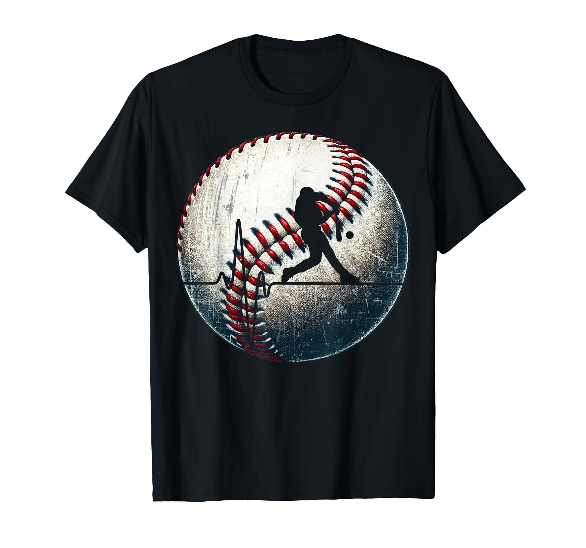 Baseball Distressed Grunge Heartbeat T-Shirt - Aesthetic Graphic Unisex - T-Shirt, Sweatshirt, Hoodie