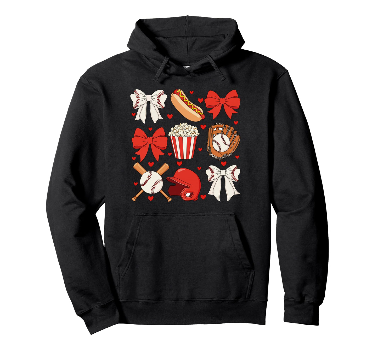 Baseball Bow Baseball Mom Mama Mothers Hoodie - Custom Art Print for Adults - T-Shirt, Sweatshirt, Hoodie