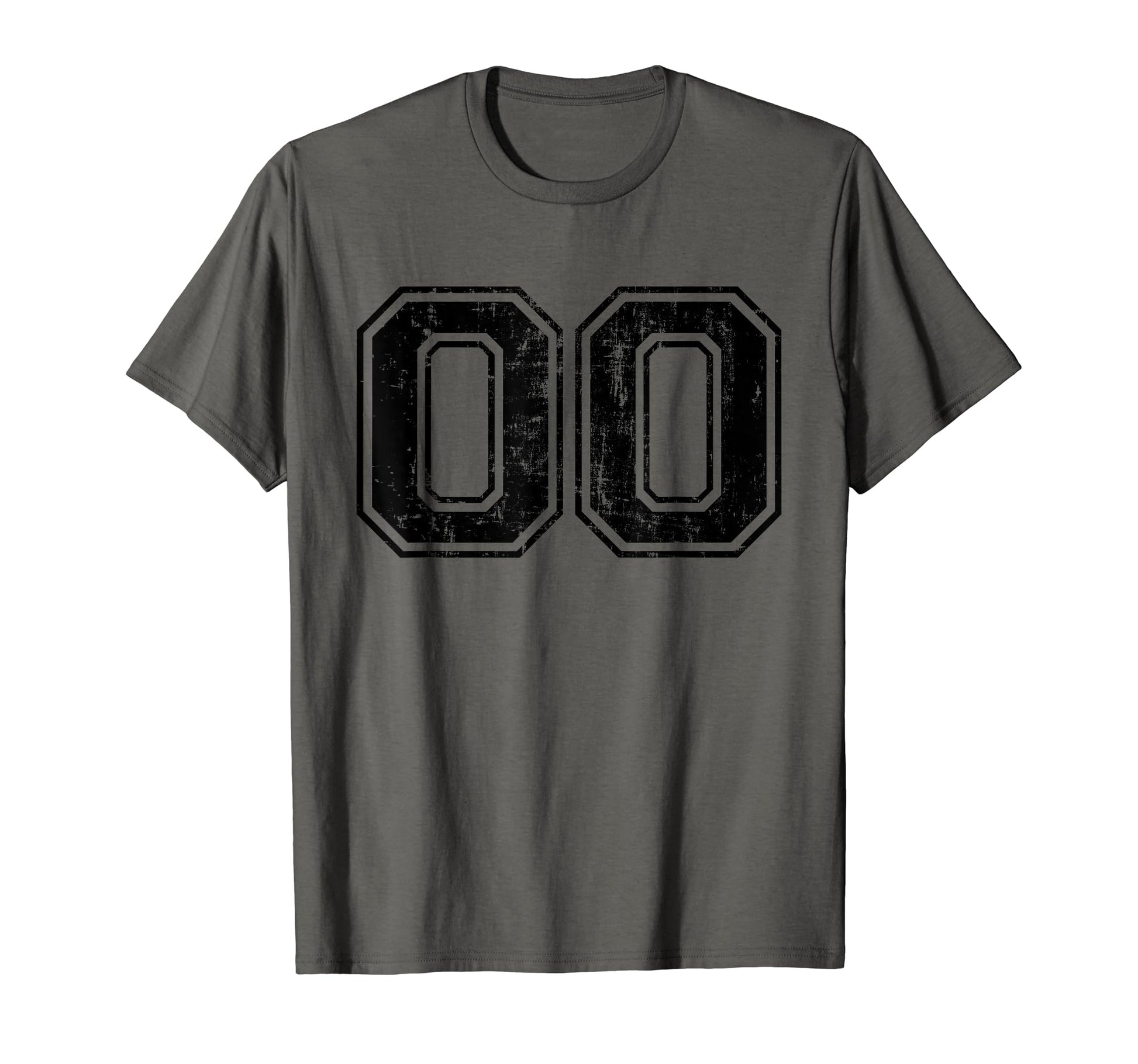 Number 00 Zero Varsity Distressed T-Shirt - Aesthetic Graphic Men Women - T-Shirt, Sweatshirt, Hoodie