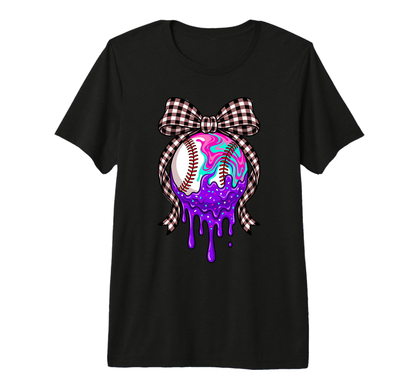 Softball Coquette Bow Dripping Slime T-Shirt - Casual Everyday Wear Unisex - T-Shirt, Sweatshirt, Hoodie