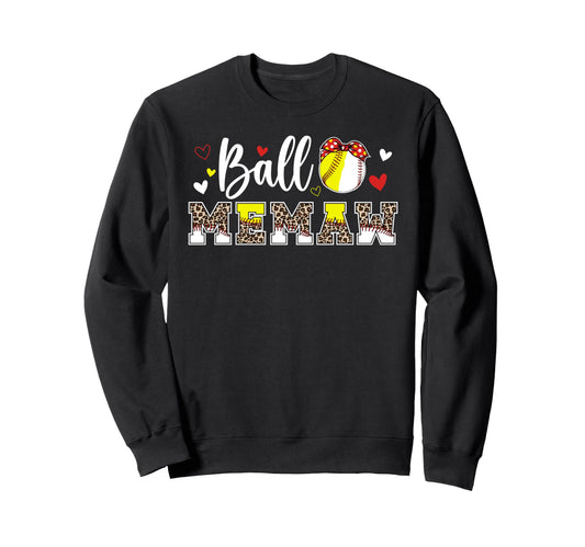 Ball Memaw Leopard Softball Sweatshirt - Custom Art Print Men Women - T-Shirt, Sweatshirt, Hoodie