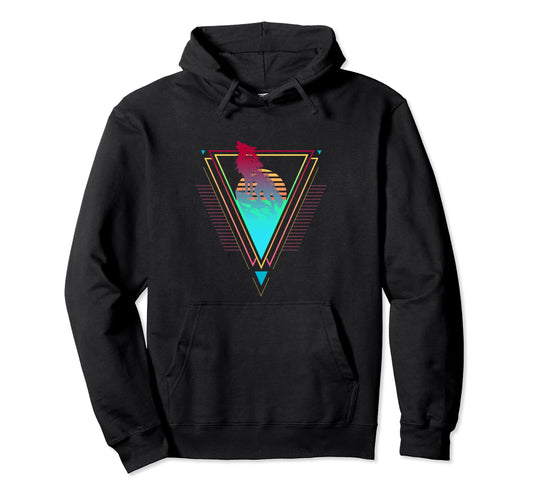 1980S 1990S Synthwave Wolf Sunset Beach Hoodie - Custom Art Print Men Women - T-Shirt, Sweatshirt, Hoodie