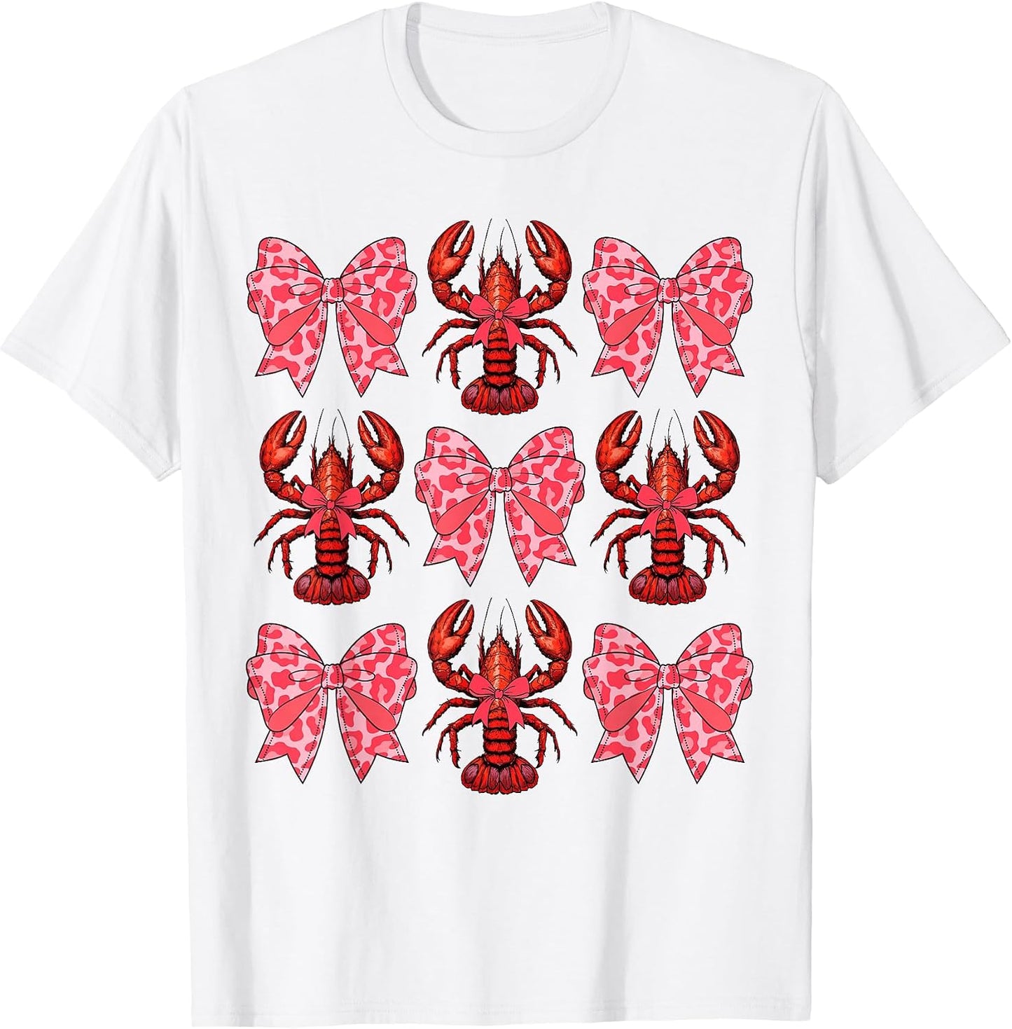 Cute Coquette Bow Crawfish Graphic Y2K Girls Women - Adult & Kids T-Shirts, Sweatshirts & Hoodies apparel design preview 1