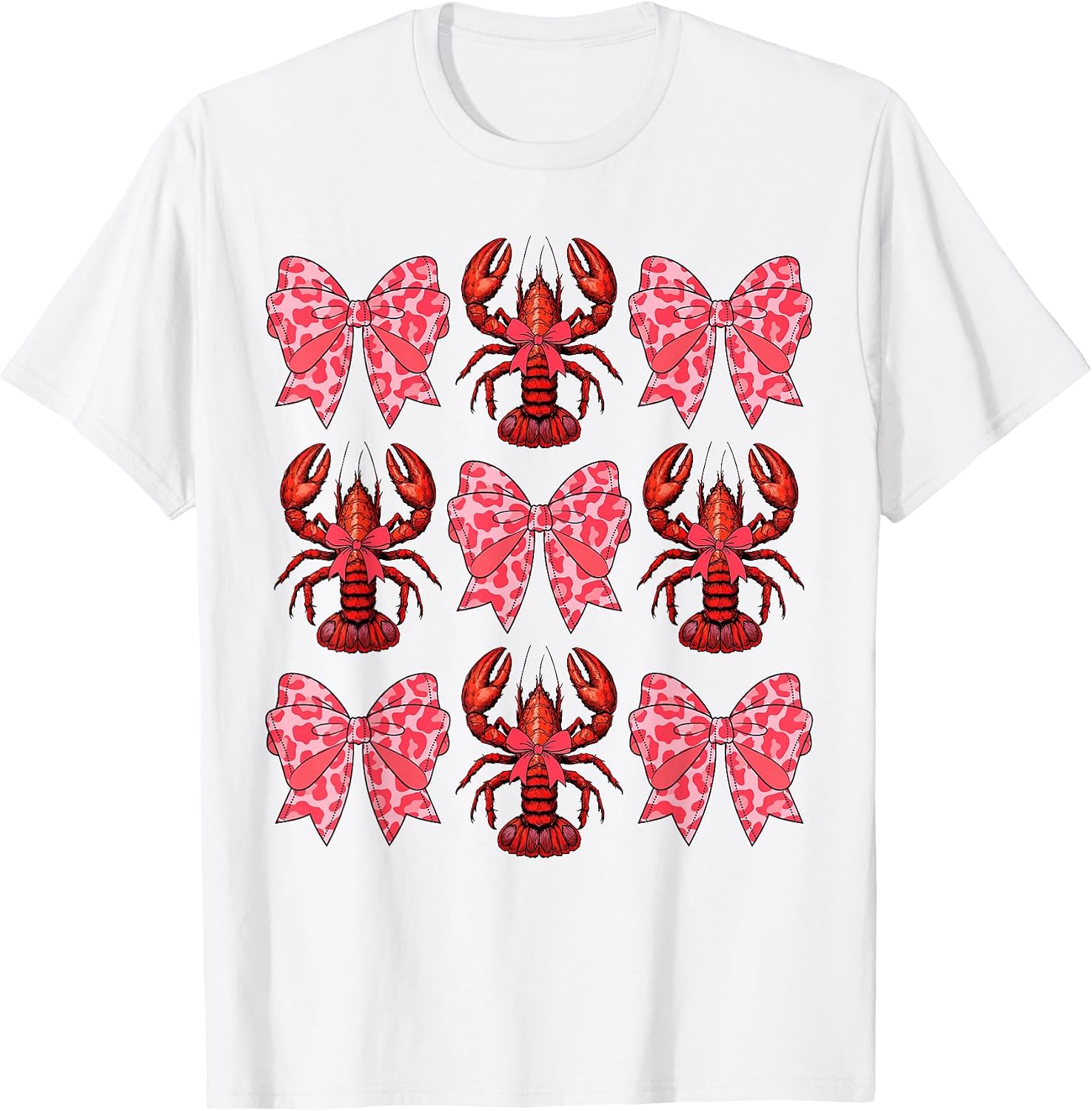 Cute Coquette Bow Crawfish Graphic Y2K Girls Women - Adult & Kids T-Shirts, Sweatshirts & Hoodies apparel design preview 1
