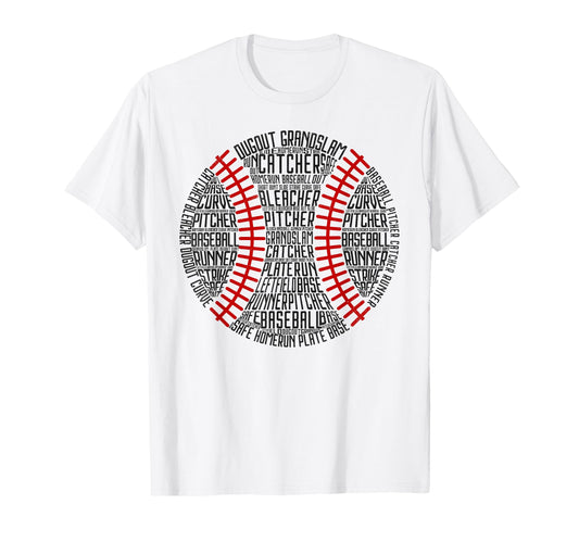 Baseball Fan Word Cloud Baseball T-Shirt - Aesthetic Graphic for Adults - T-Shirt, Sweatshirt, Hoodie