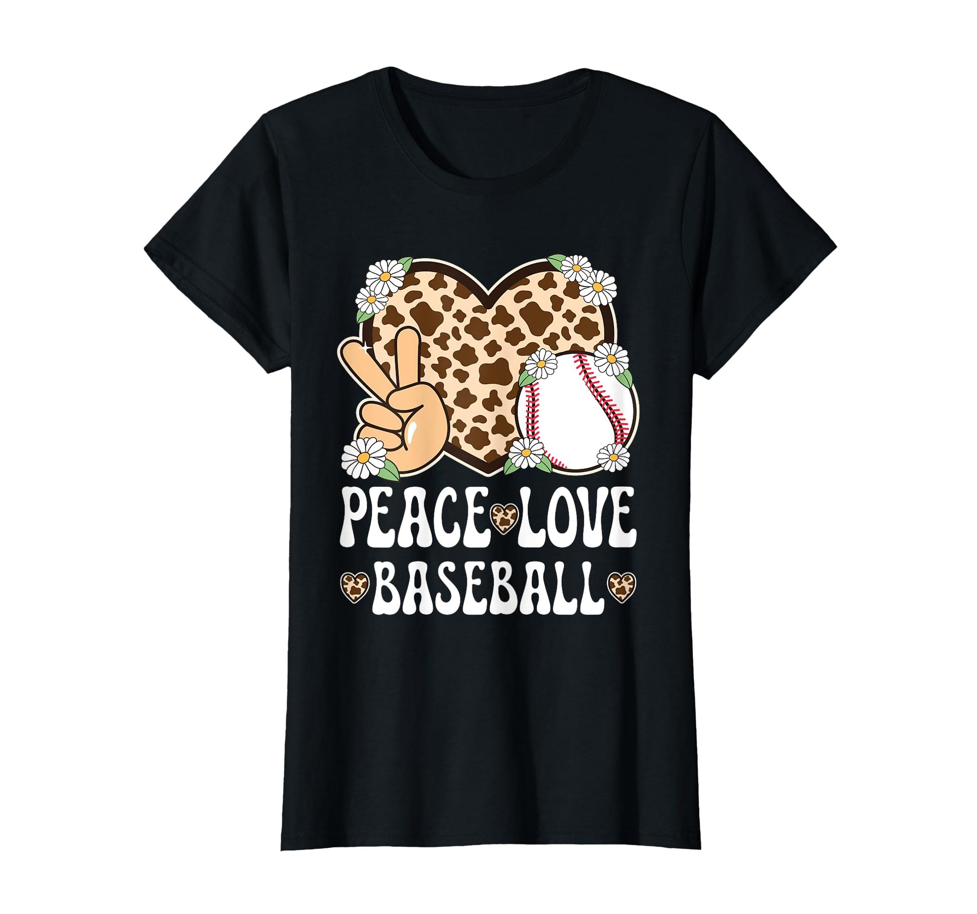 Peace Love Baseball Lover Cow Baseball T-Shirt - Minimalist Print Unisex - T-Shirt, Sweatshirt, Hoodie