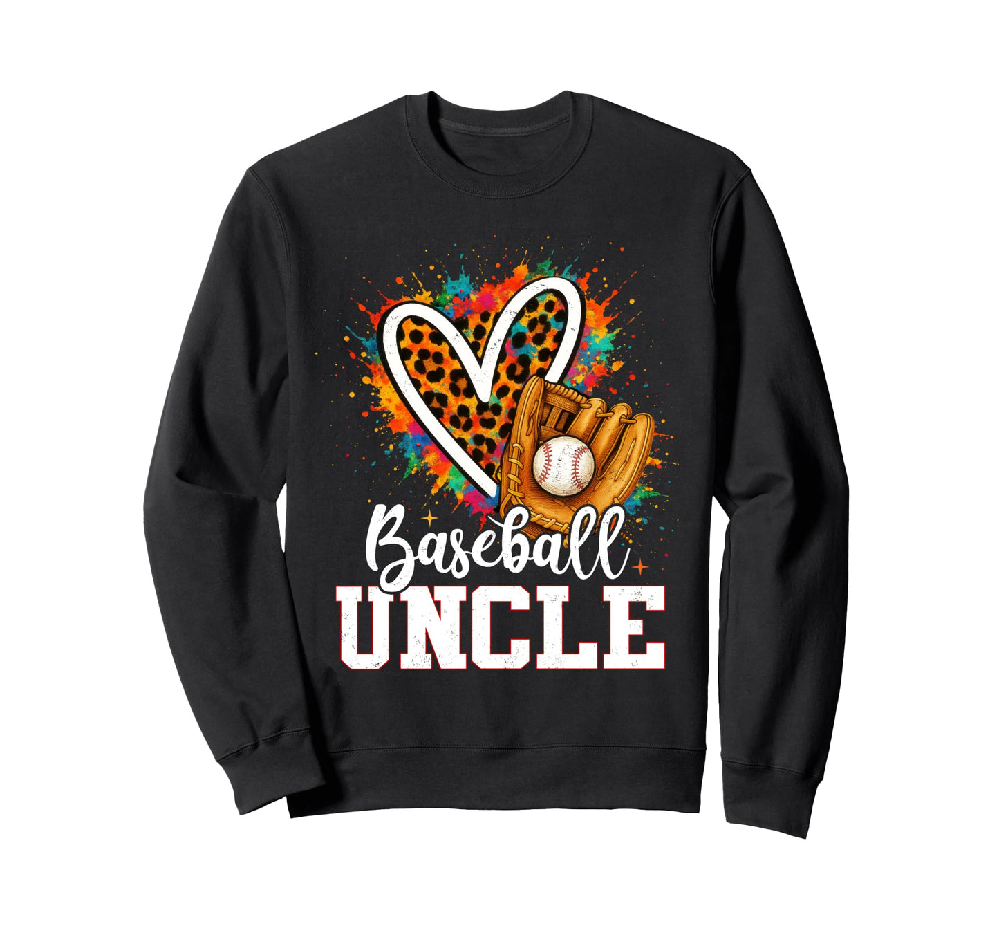 Baseball Uncle Leopard Heart Colorful Sweatshirt - Streetwear Style Unisex - T-Shirt, Sweatshirt, Hoodie