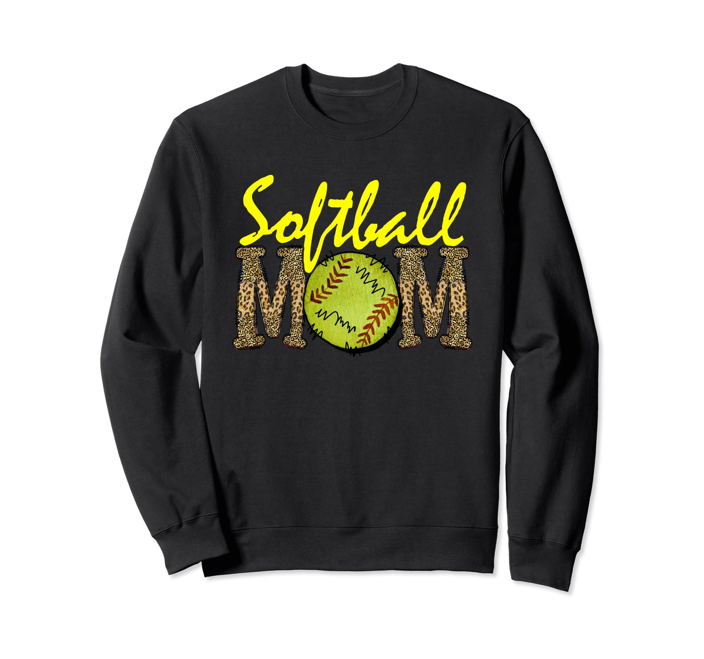 Softball Mom Leopard Funny Softball Sweatshirt - Unique Graphic Men Women - T-Shirt, Sweatshirt, Hoodie