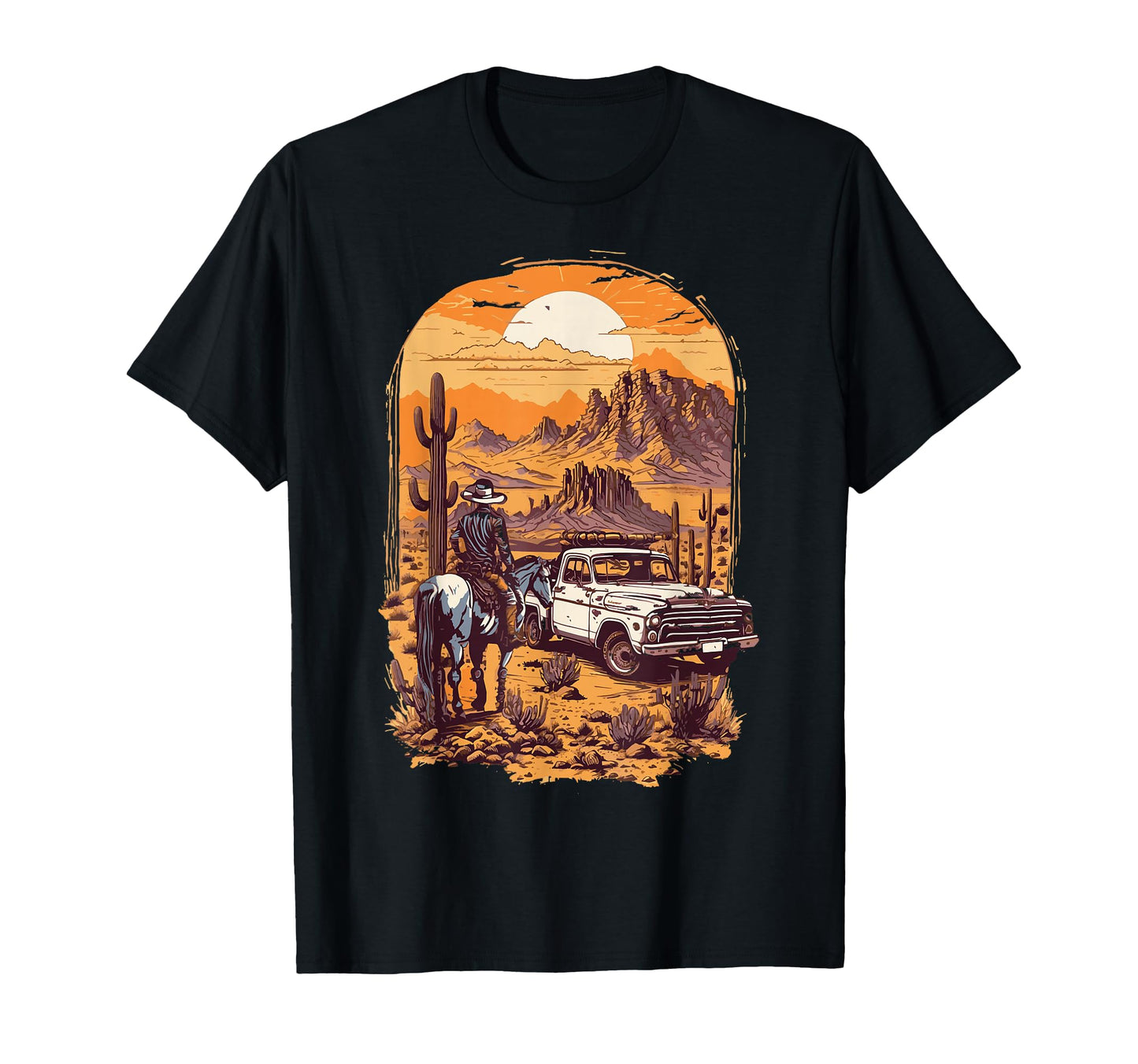 Cowboy And Truck T-Shirt - Casual Everyday Wear Men Women - T-Shirt, Sweatshirt, Hoodie