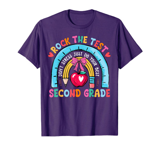 2Nd Grade Teacher Rock Test Day Second T-Shirt - Novelty Apparel Men Women - T-Shirt, Sweatshirt, Hoodie