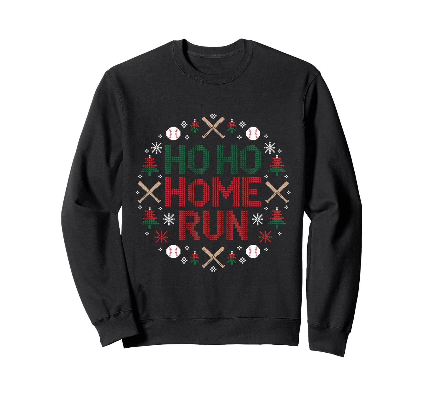 Ho Ho Home Run Baseball Sweatshirt - Custom Art Print for Adults - T-Shirt, Sweatshirt, Hoodie