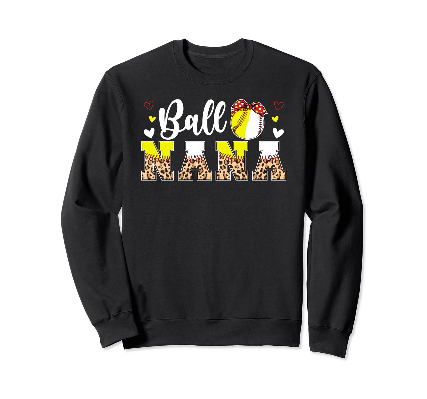 Ball Nana Leopard Baseball Sweatshirt - Novelty Apparel for Adults - T-Shirt, Sweatshirt, Hoodie