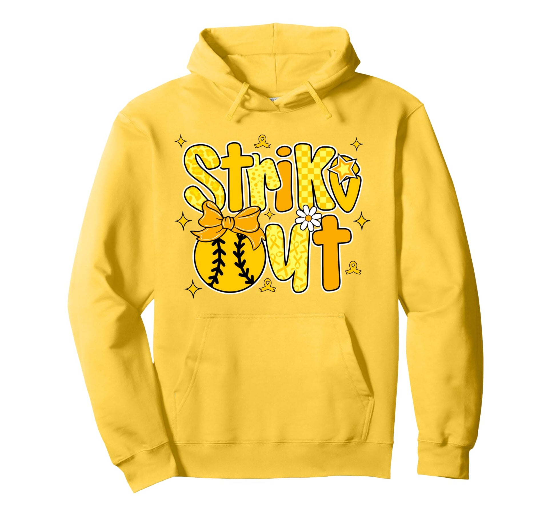 Coquette Bow Baseball Softball Strike Out Hoodie - Trendy Graphic Unisex - T-Shirt, Sweatshirt, Hoodie