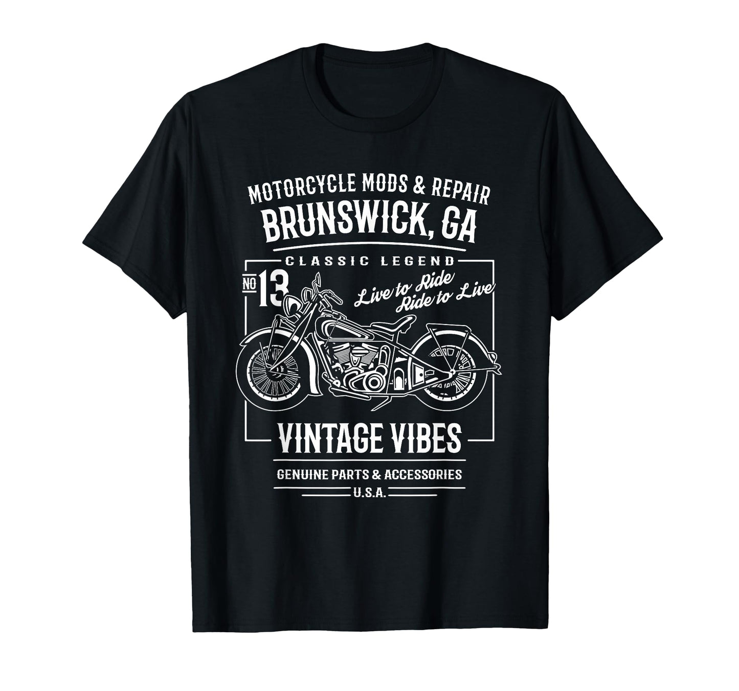 Brunswick Ga Usa Motorcycle T-Shirt - Fun Novelty Design Unisex - T-Shirt, Sweatshirt, Hoodie