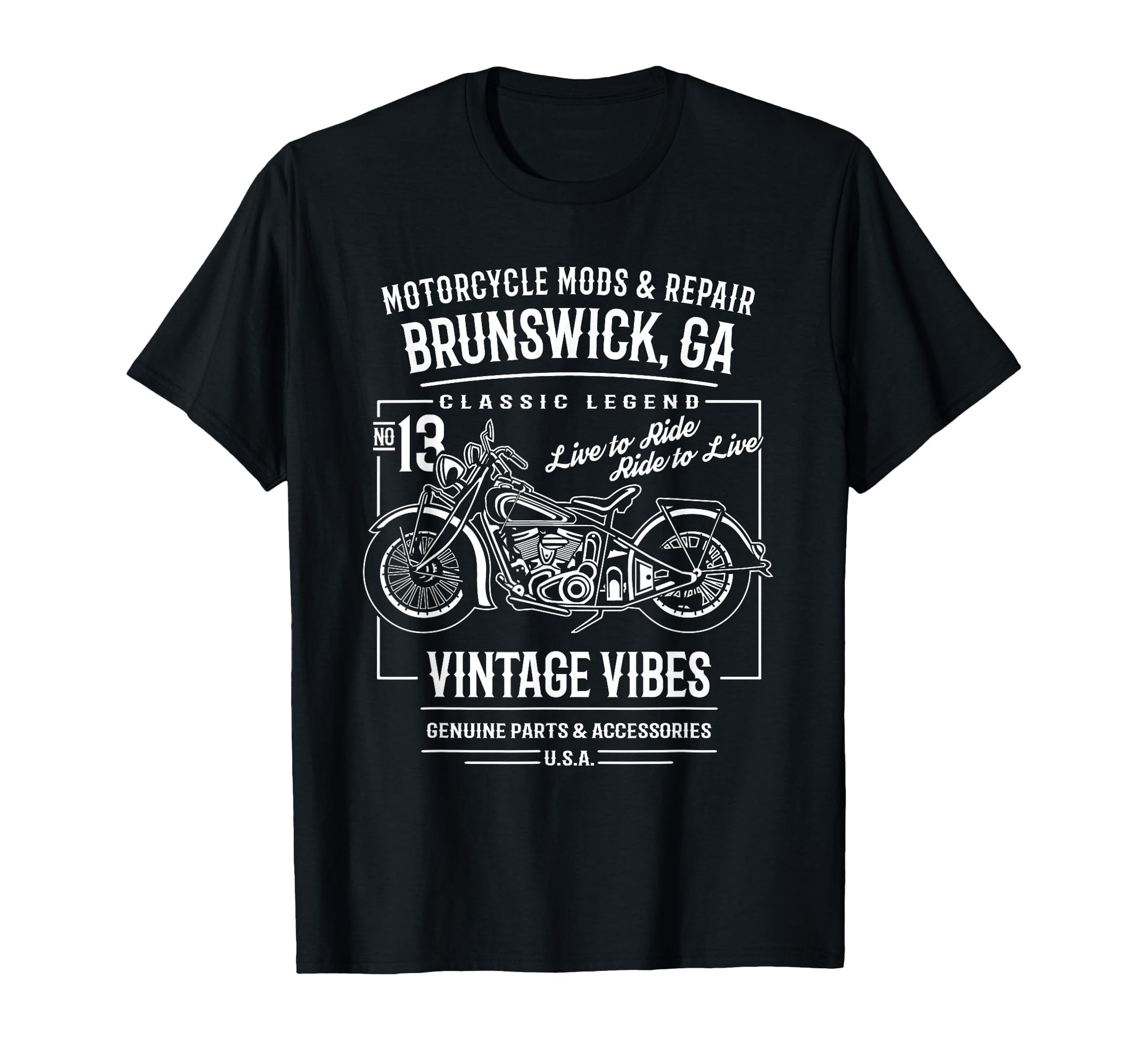 Brunswick Ga Usa Motorcycle T-Shirt - Fun Novelty Design Unisex - T-Shirt, Sweatshirt, Hoodie