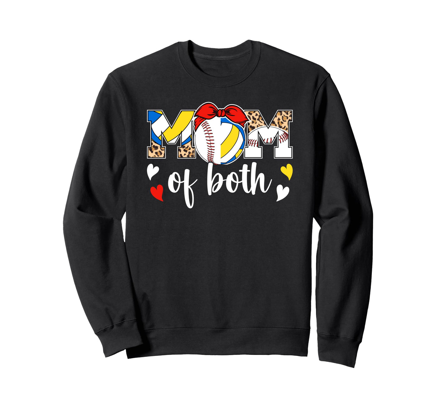Mom Both Leopard Volleyball Sweatshirt - Aesthetic Graphic Men Women - T-Shirt, Sweatshirt, Hoodie