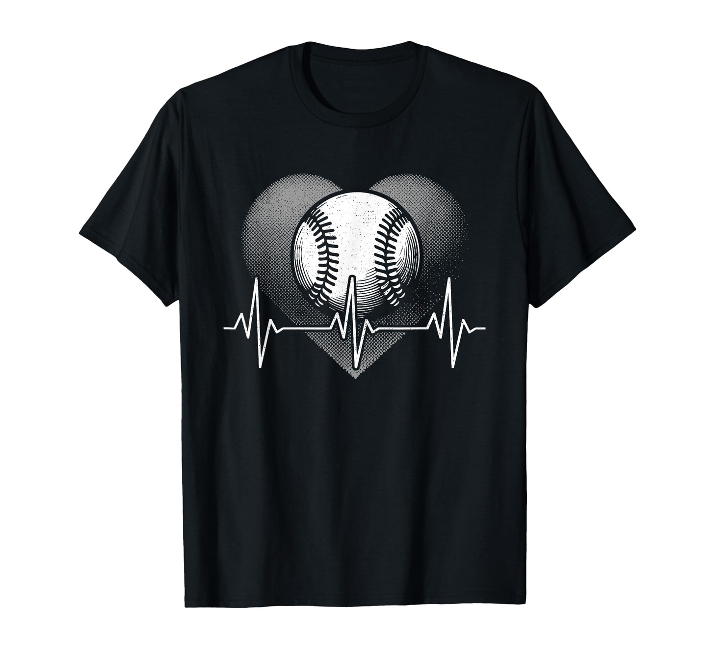 Heartbeat Baseball Player Sports Bat T-Shirt - Unique Graphic for Adults - T-Shirt, Sweatshirt, Hoodie