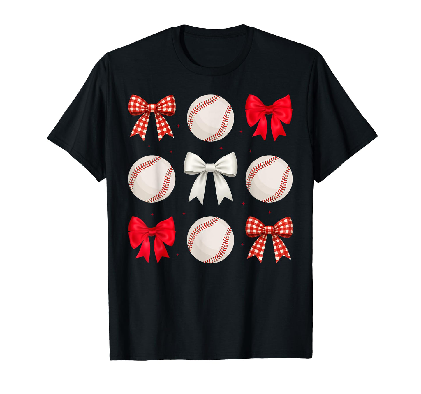 Bow And Baseball Pattern Sporty Moms T-Shirt - Trendy Graphic for Adults - T-Shirt, Sweatshirt, Hoodie