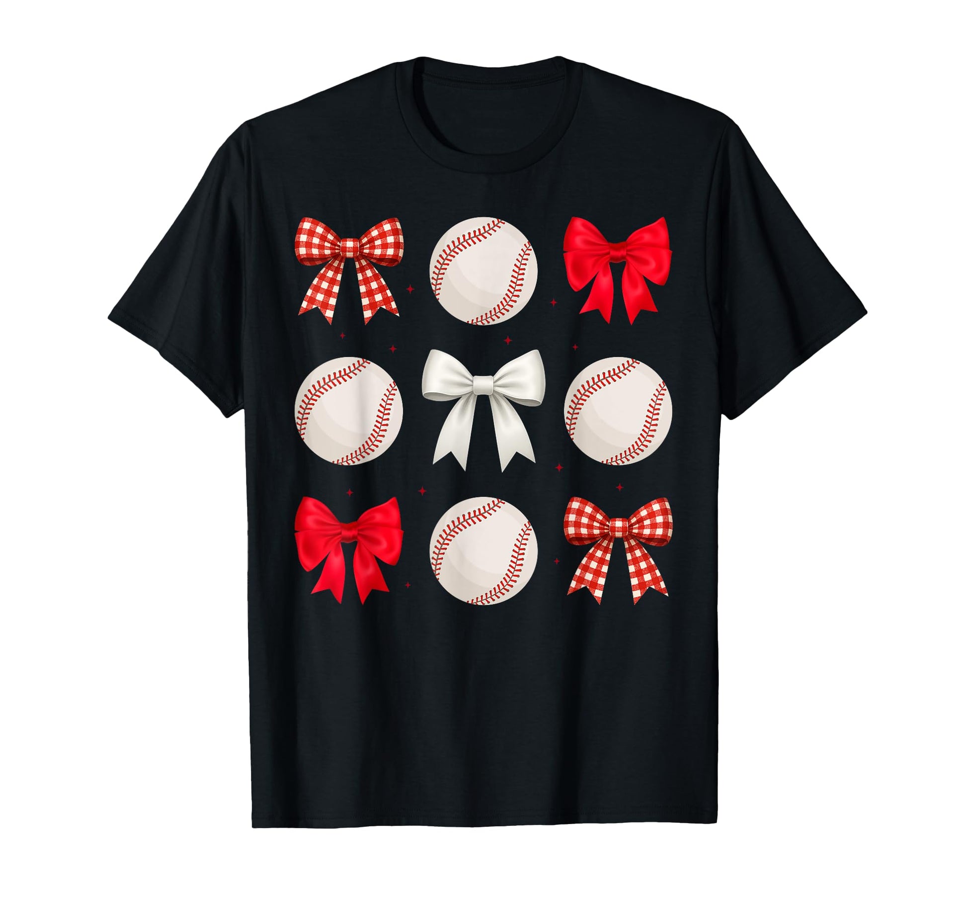 Bow And Baseball Pattern Sporty Moms T-Shirt - Trendy Graphic for Adults - T-Shirt, Sweatshirt, Hoodie