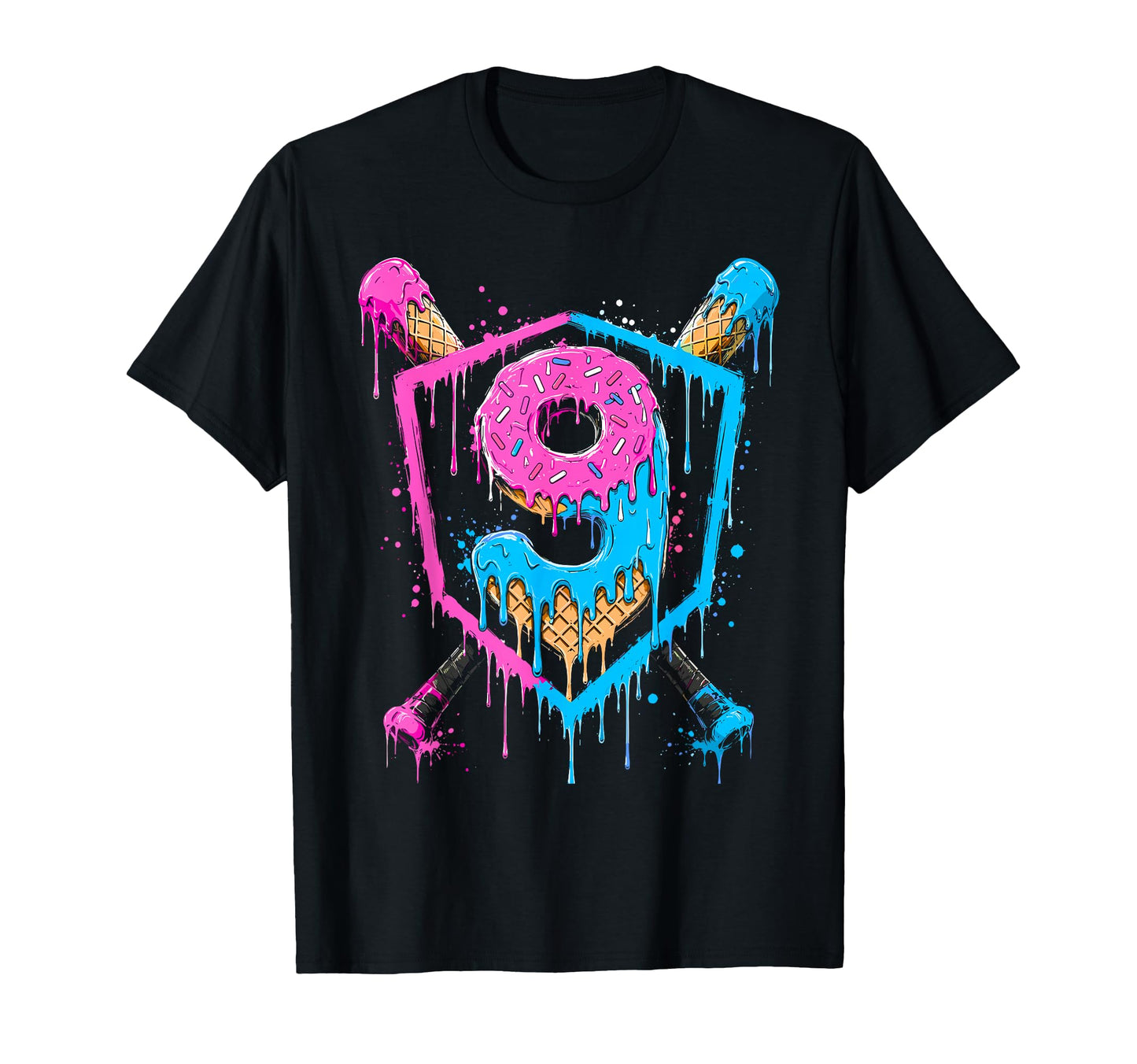 9Th Birthday Baseball Ice Cream T-Shirt - Casual Everyday Wear for Adults - T-Shirt, Sweatshirt, Hoodie